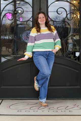 Mardi Gras Many Stripes Sweater