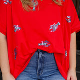 Sequin Crawfish Oversized Top