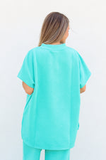 Trendy Tina Mock Neck Top-Turquoise