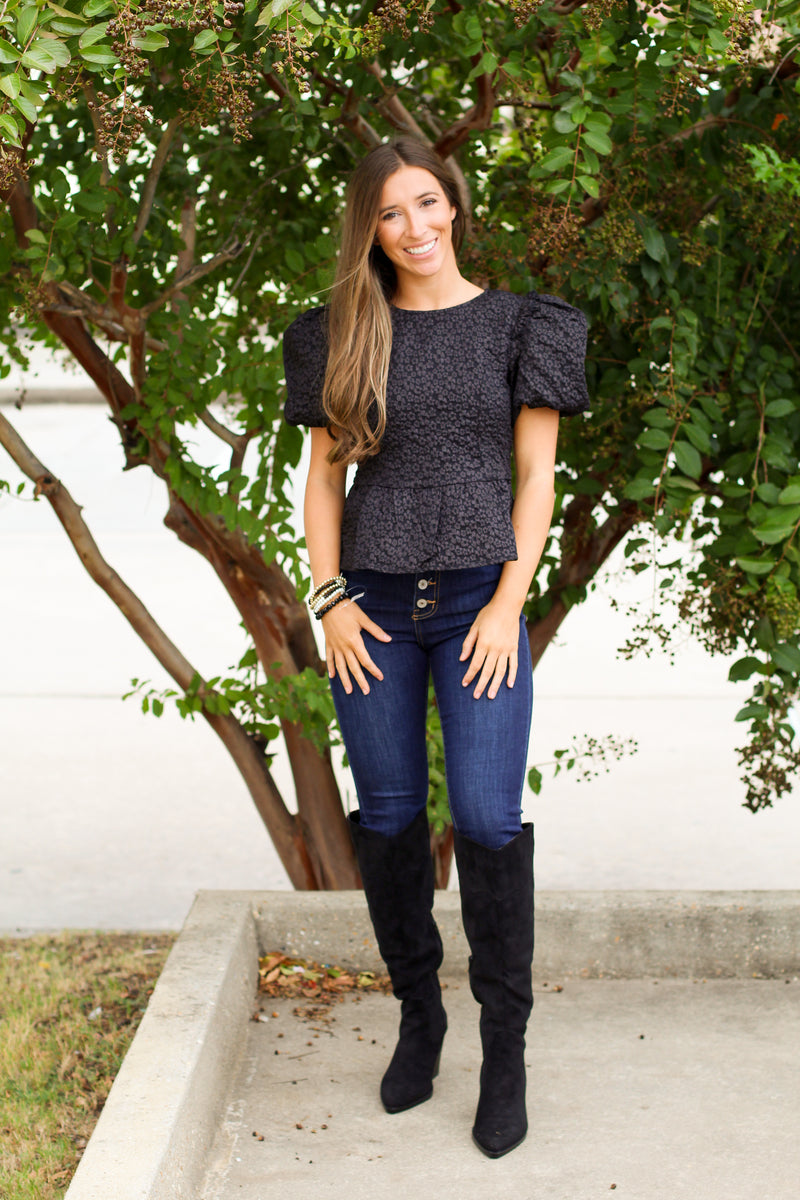 Texture Dreams Top-Black