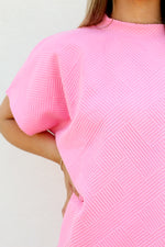 Trendy Tina Mock Neck Top-Neon Pink