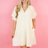 A Little Shine Puff Sleeve Dress