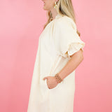 A Little Shine Puff Sleeve Dress