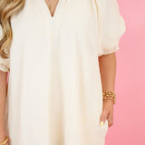 A Little Shine Puff Sleeve Dress