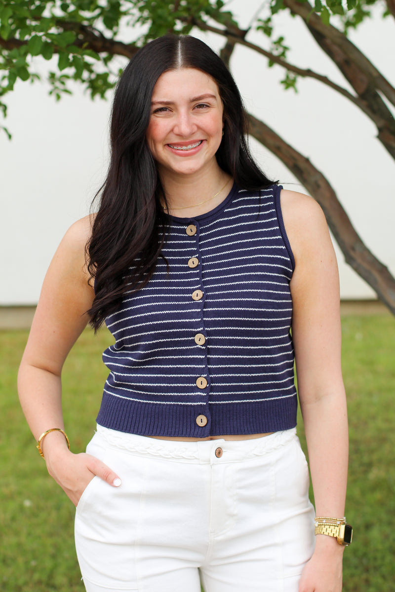 Stripe Button Down Tank