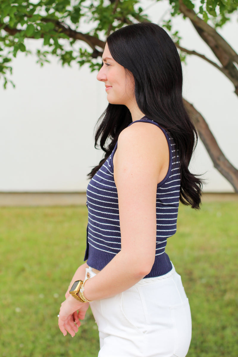 Stripe Button Down Tank