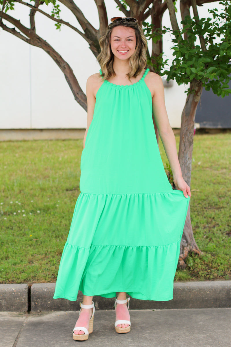 Beaded Neckline Maxi Dress
