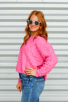 Fuzzy Checkered Sweater-Hot Pink