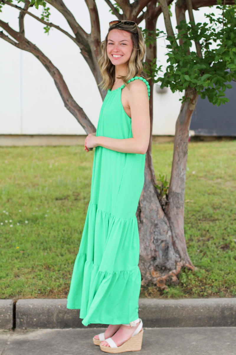 Beaded Neckline Maxi Dress