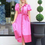 A Touch of Stripes Midi Dress