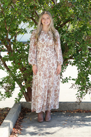 floral long sleeve maxi dress