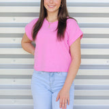 Basic Cuff Sleeve Crop Top