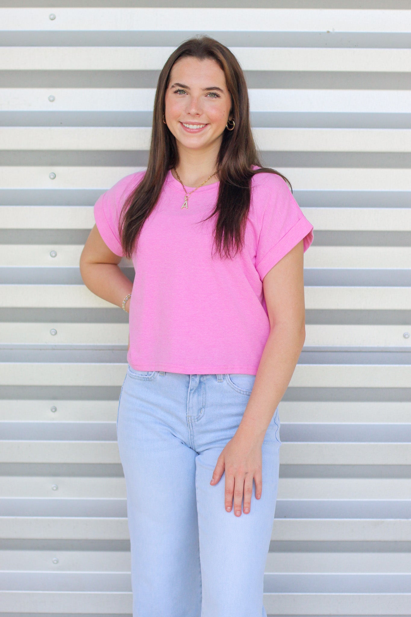 Basic Cuff Sleeve Crop Top