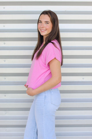 Basic Cuff Sleeve Crop Top