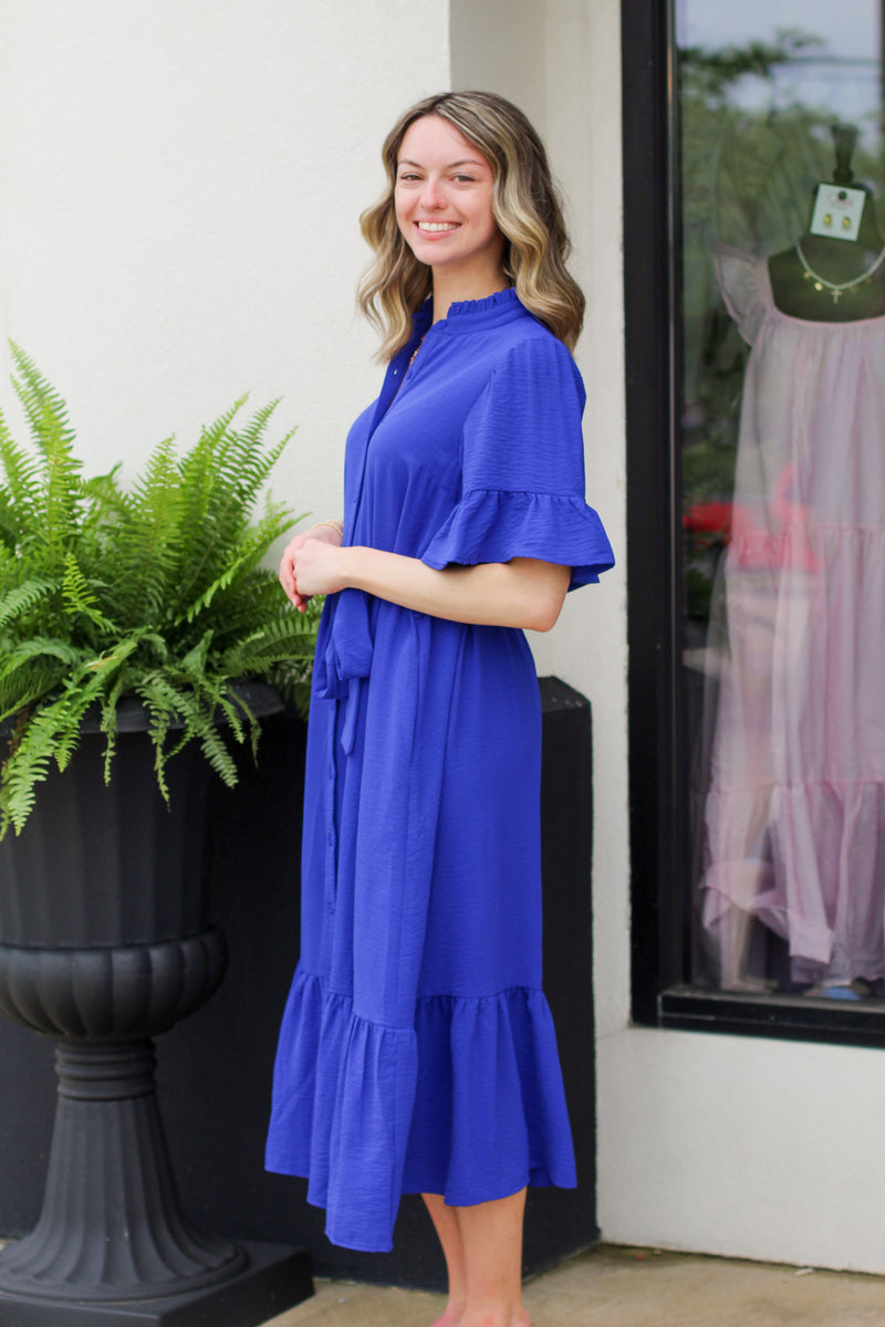 Modest Button Down Midi Dress