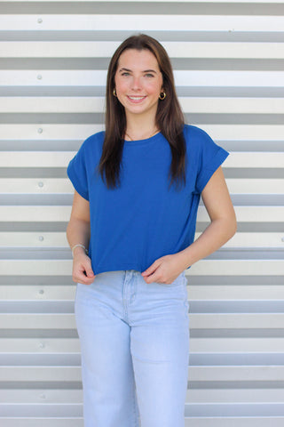 Basic Cuff Sleeve Crop Top