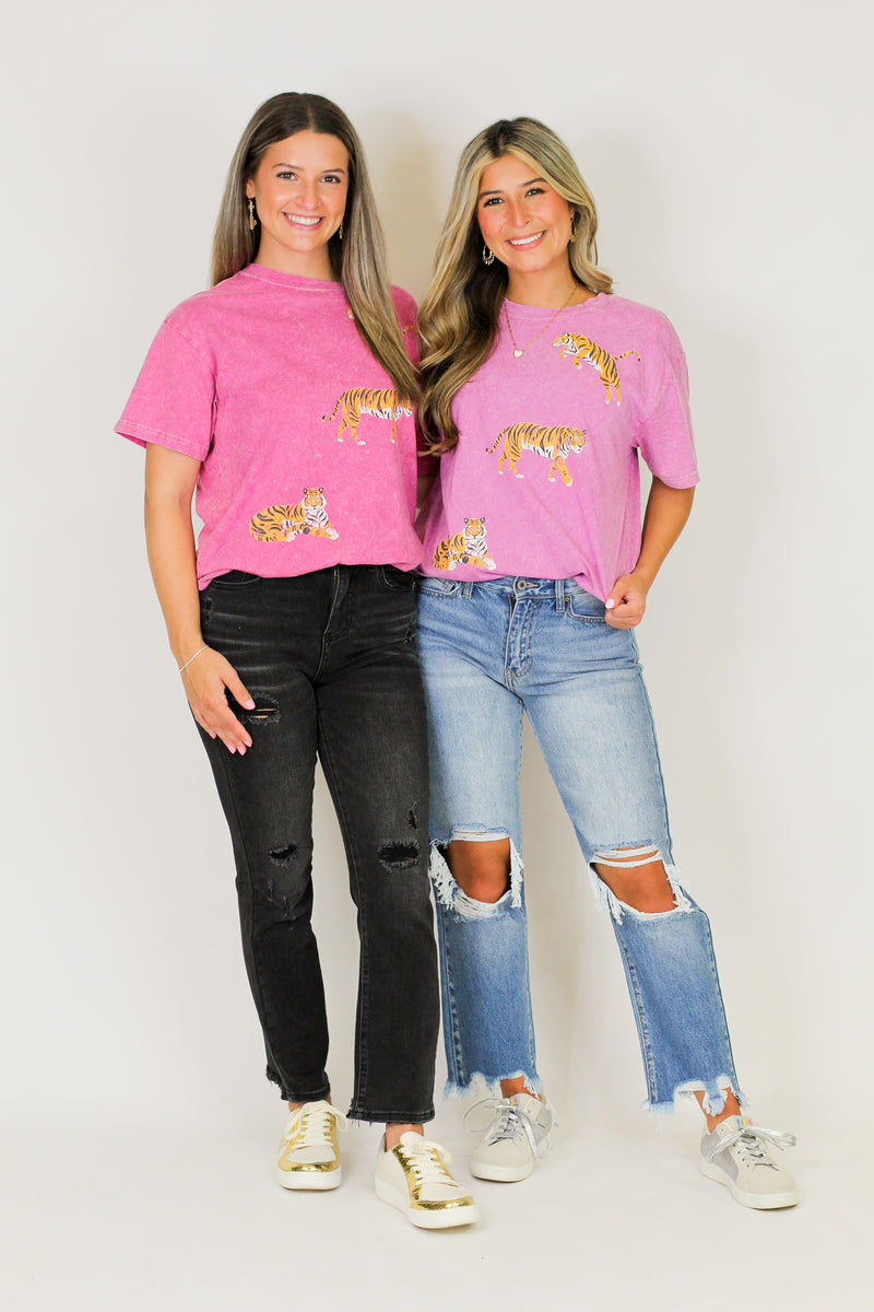 Game Day Tiger Tee-Orchid
