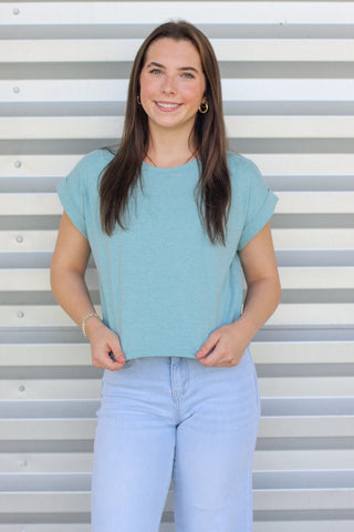 Basic Cuff Sleeve Crop Top