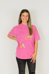 Game Day Tiger Tee-Hot Pink