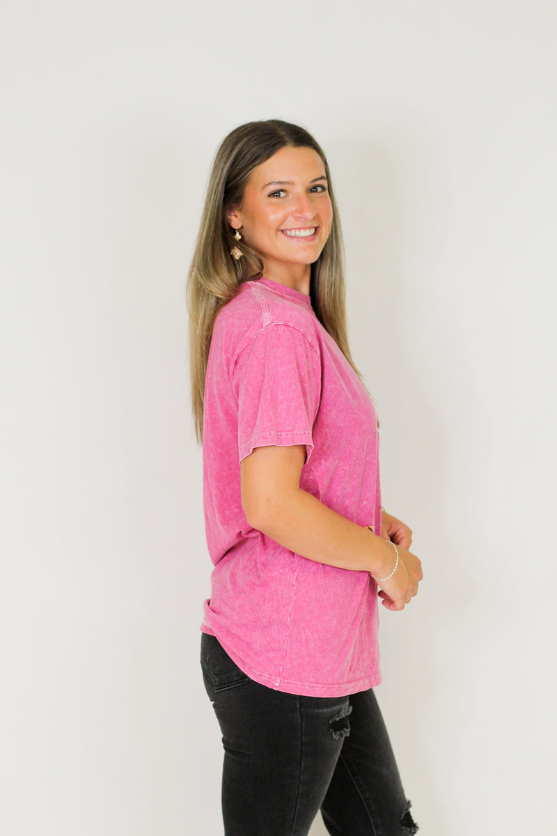 Game Day Tiger Tee-Hot Pink