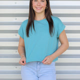 Basic Cuff Sleeve Crop Top