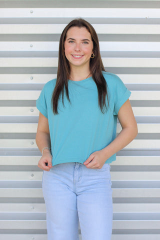 Basic Cuff Sleeve Crop Top