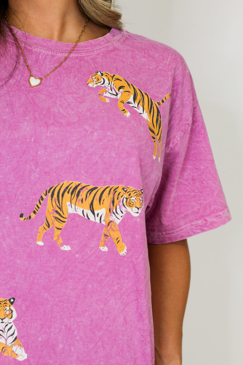 Game Day Tiger Tee-Orchid
