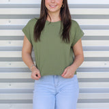 Basic Cuff Sleeve Crop Top