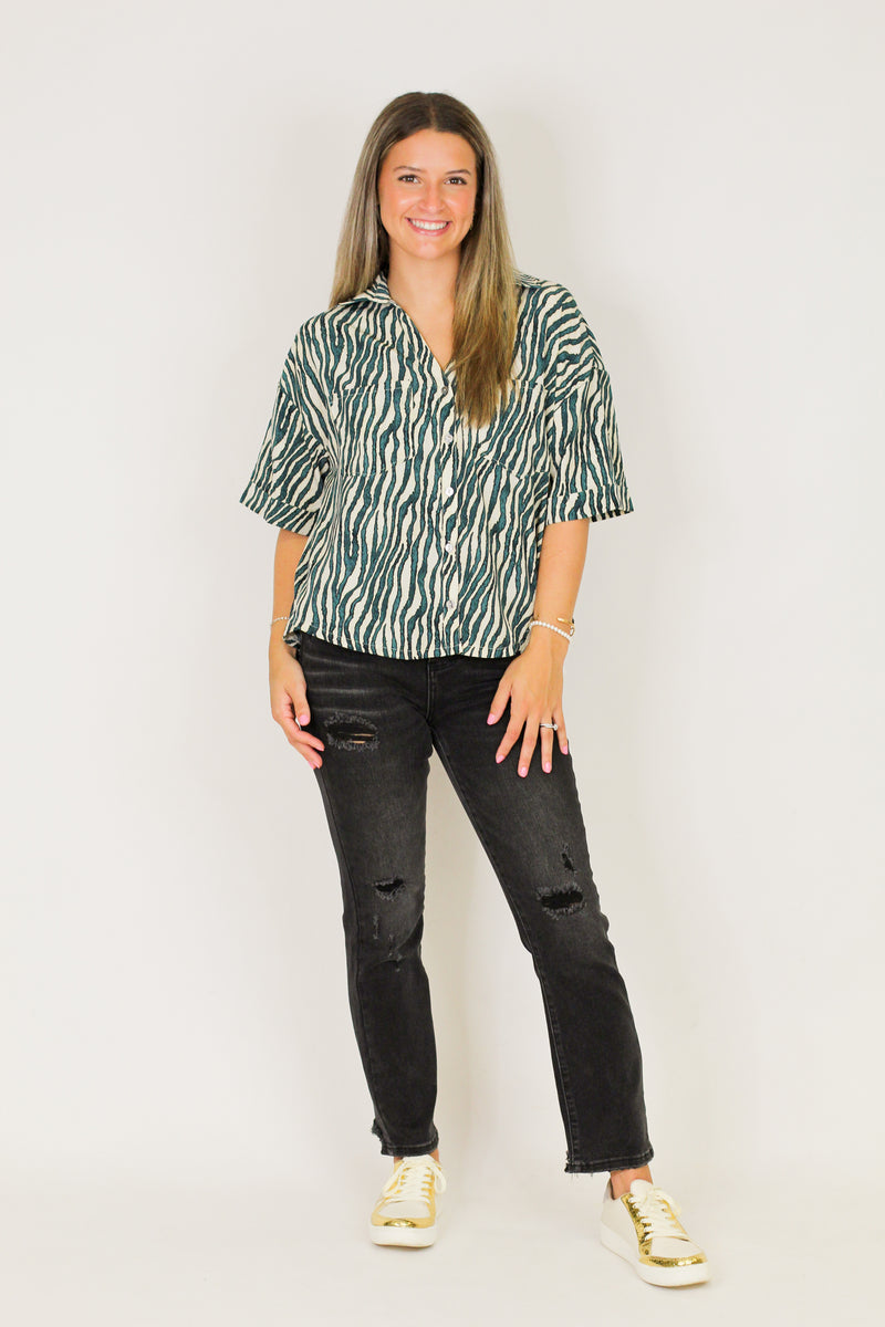 Safari Nights Top-Teal