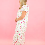 Eyelet Floral Midi Dress