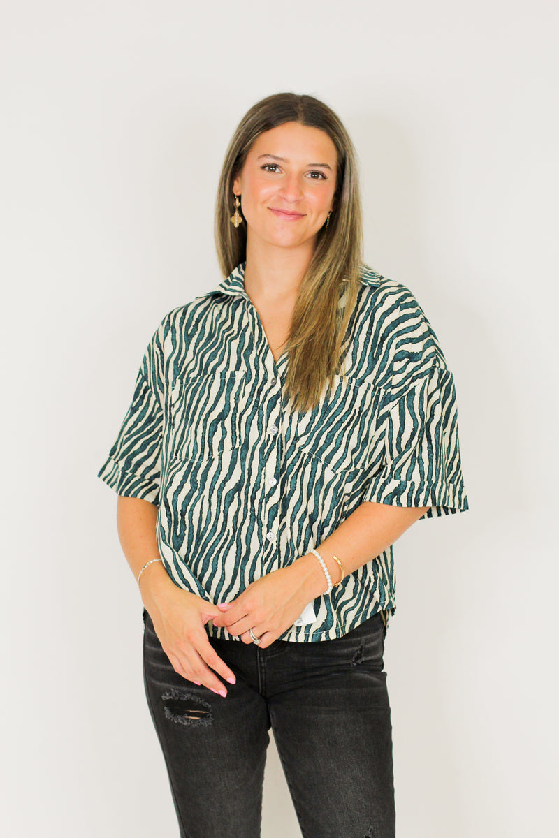 Safari Nights Top-Teal