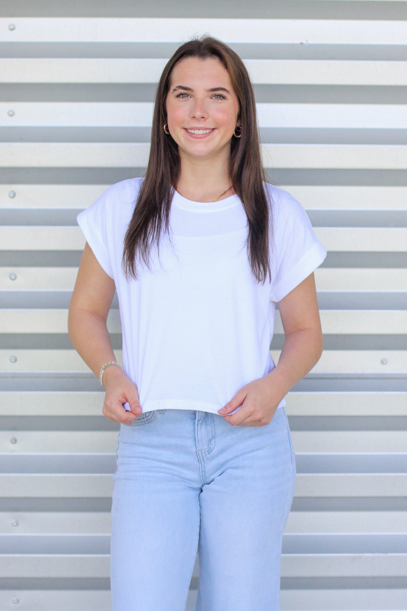 Basic Cuff Sleeve Crop Top