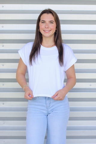 Basic Cuff Sleeve Crop Top