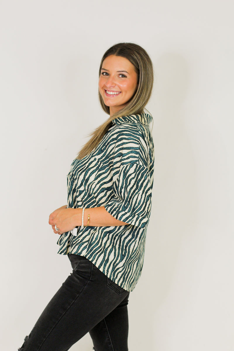 Safari Nights Top-Teal