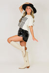 Checkered Bull Oversized Tee-Cream