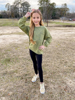 Mineral Wash Oversized Top-Olive