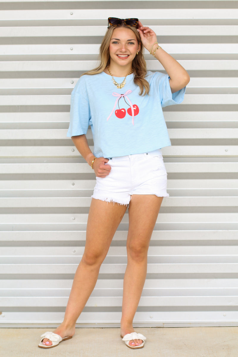 Bow Cherry Crop Tee