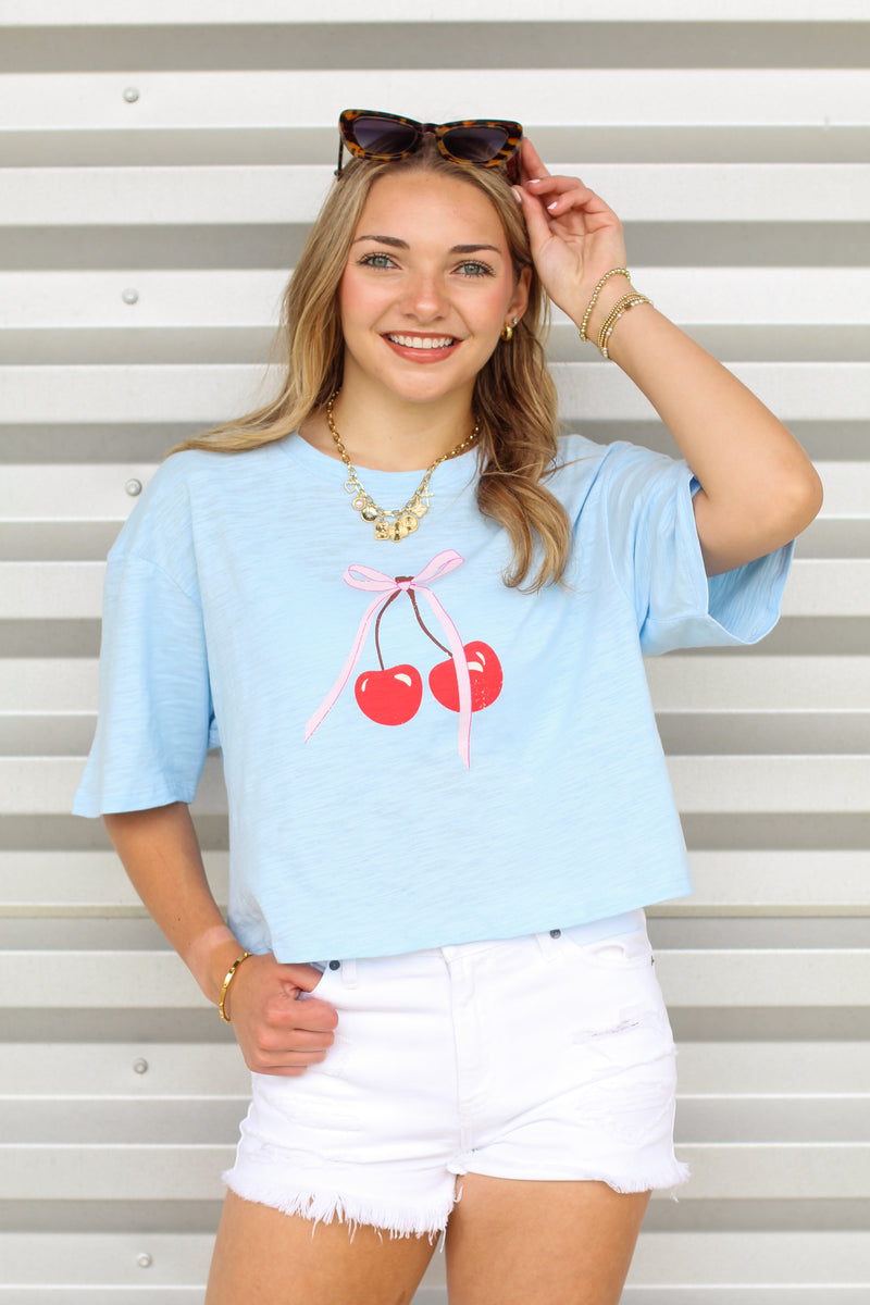 Bow Cherry Crop Tee