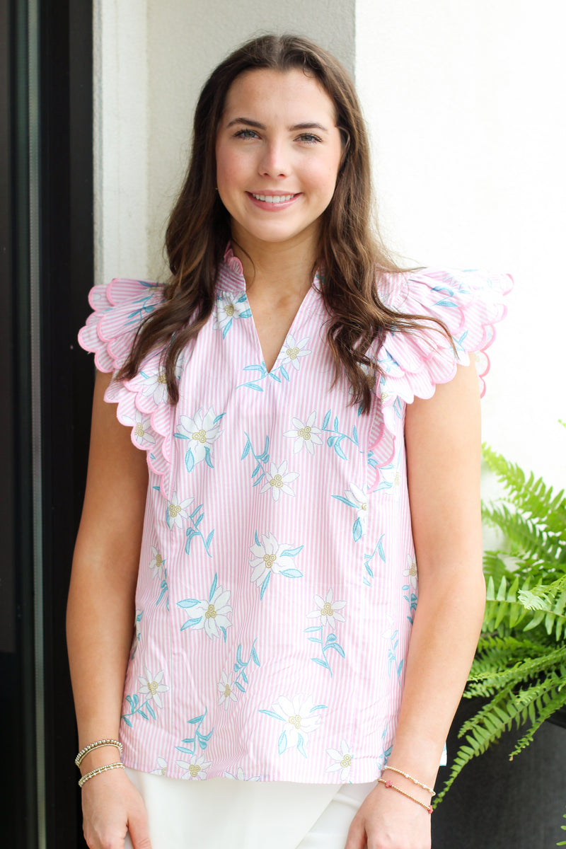 Stripes and Flowers Top