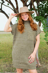 Pocket Sweater Dress-Olive