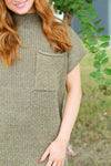 Pocket Sweater Dress-Olive