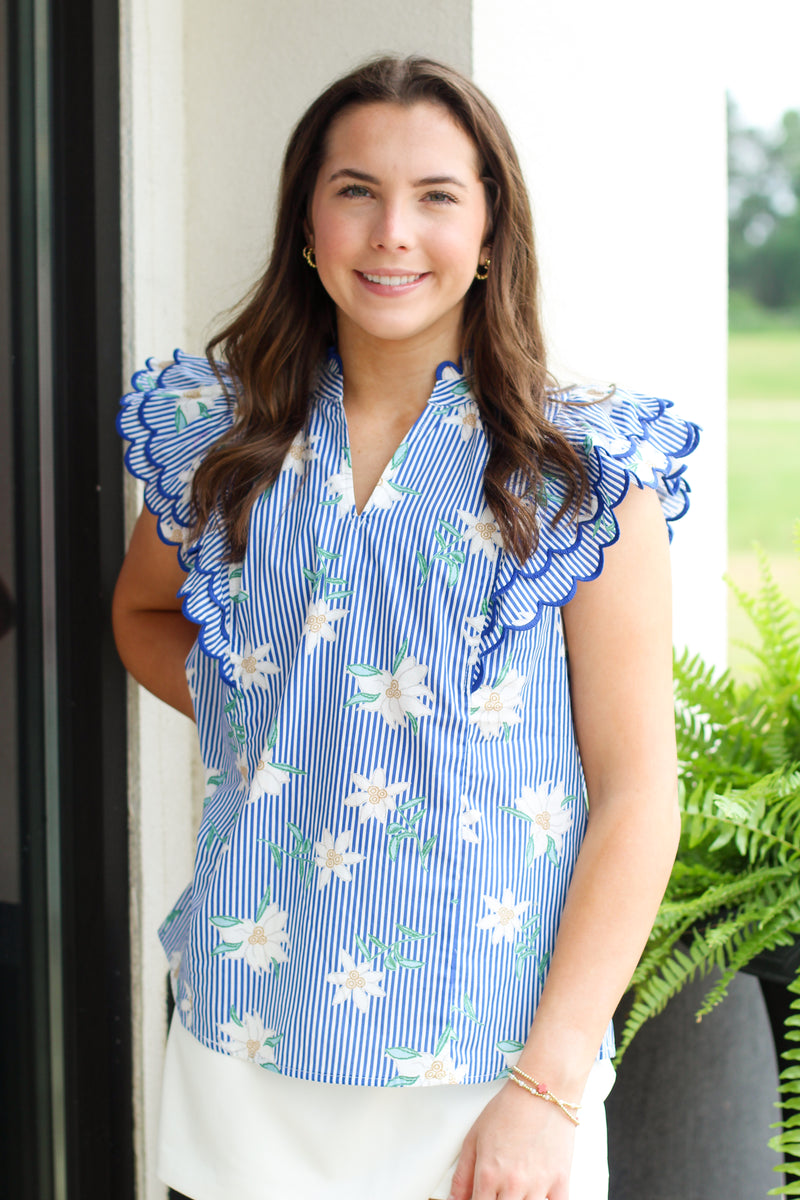 Stripes and Flowers Top