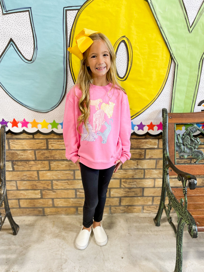 Colored Cheetah Sweatshirt-Bubblegum