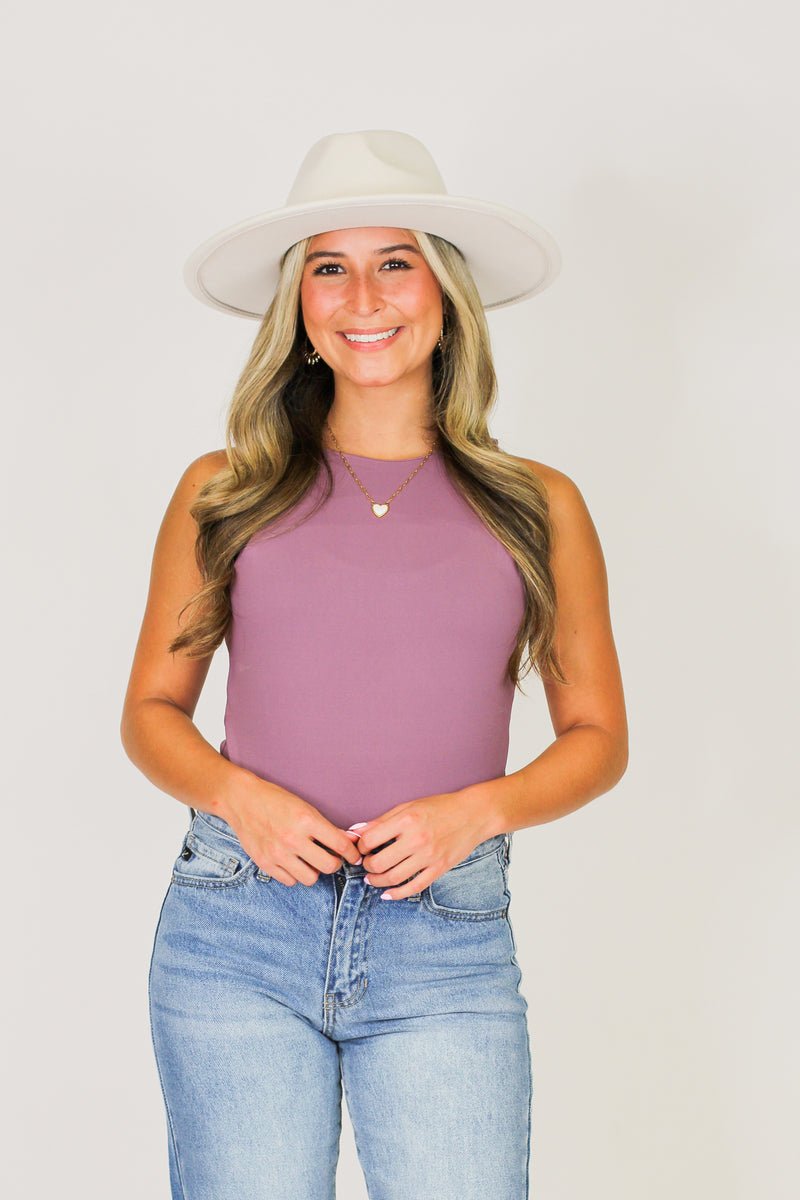Hey Girl Bodysuit-Dusty Purple
