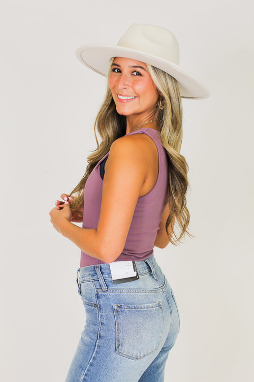Hey Girl Bodysuit-Dusty Purple