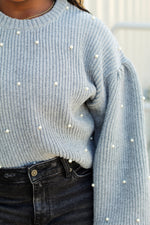 Precious Pearl Sweater-Grey