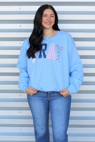 pray patchwork sweatshirt