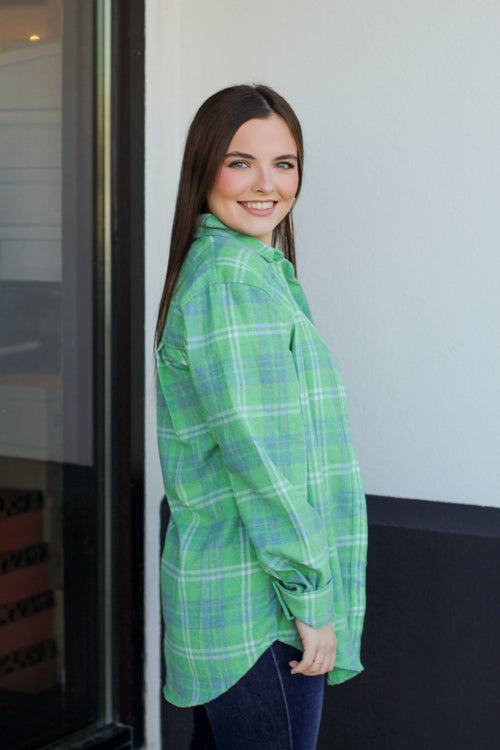 At the Farm Flannel-Green