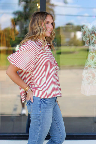 The Stripes Button Top