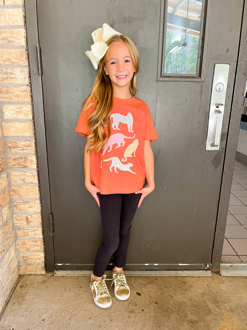 Cheetah Girlies Tee-Burnt Orange